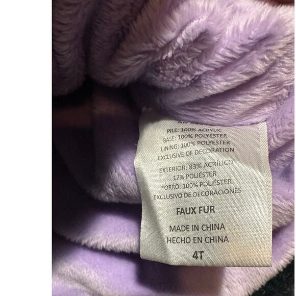 American Widgeon Girl’s Faux Fur Coat Jacket Size 4T Hooded Purple and Gray - Picture 7 of 7